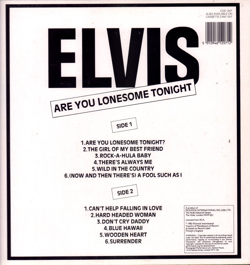 Elvis Presley - Are You Lonesome Tonight - Lp