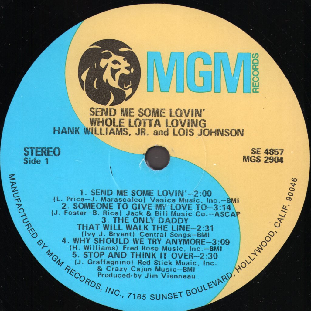 Hank Williams Jr And Lois Johnson - Send Me Some Lovin' / Whole Lotta Loving - Lp