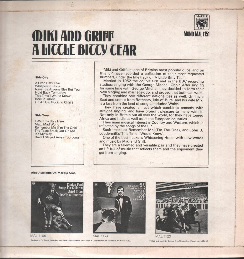 Miki And Griff - A Little Bitty Tear - Lp