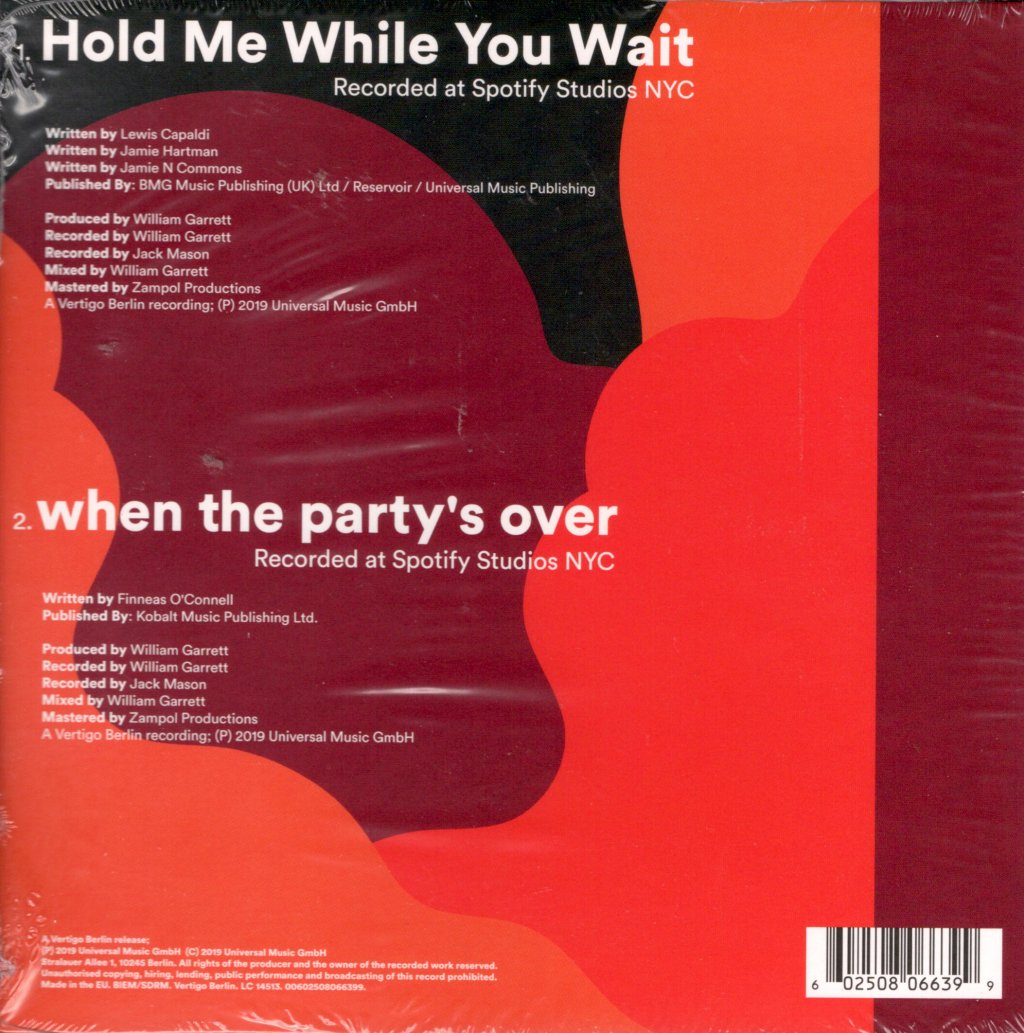Lewis Capaldi - Hold Me While You Wait - 7 Inch