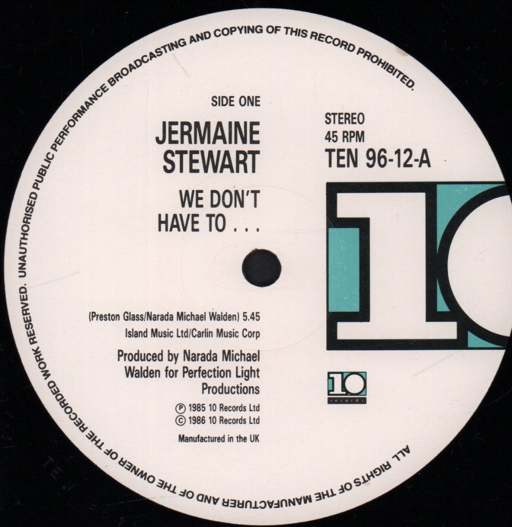 Jermaine Stewart - We Don't Have To - 12 Inch