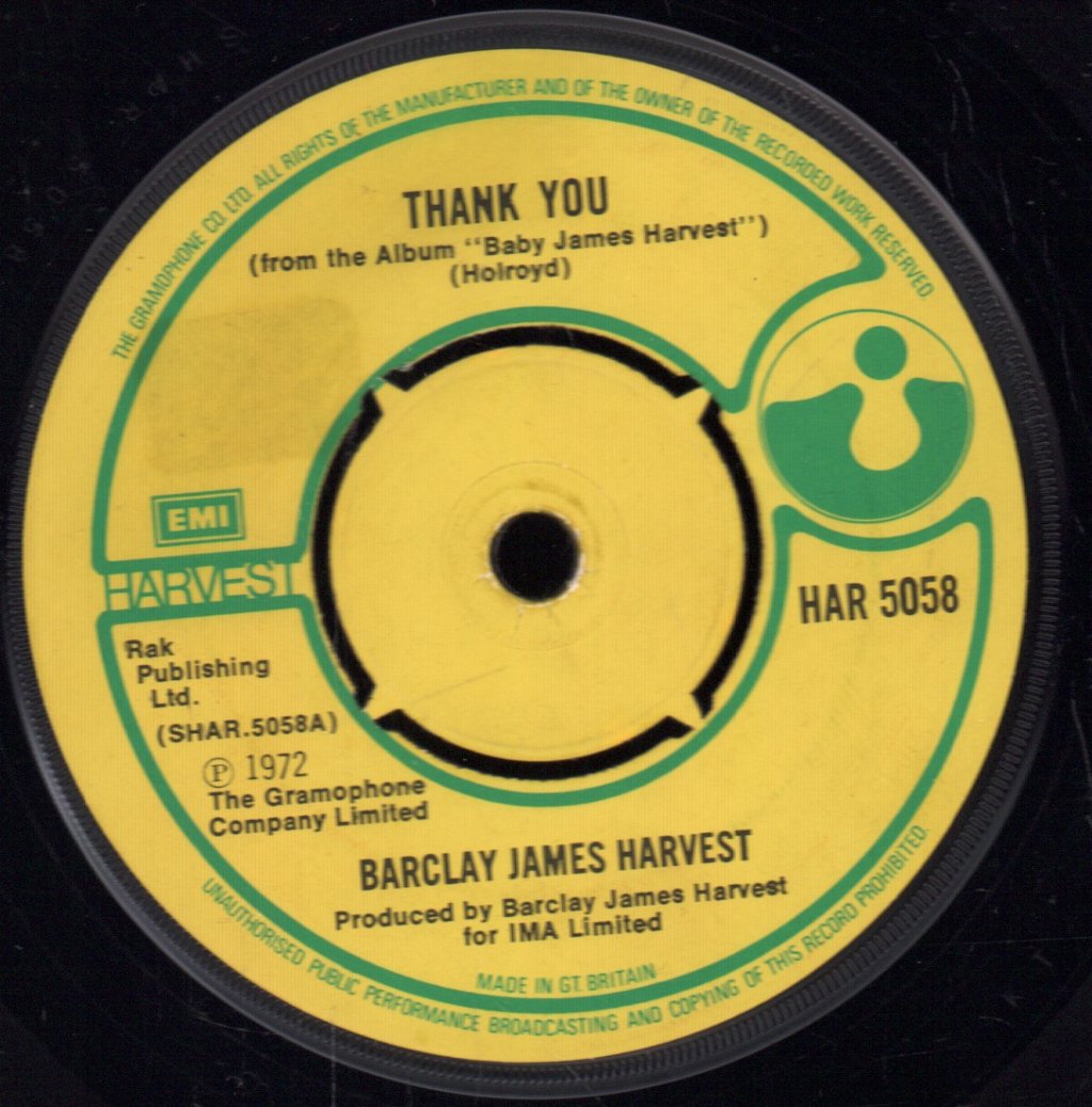 Barclay James Harvest - Thank You - 7 Inch