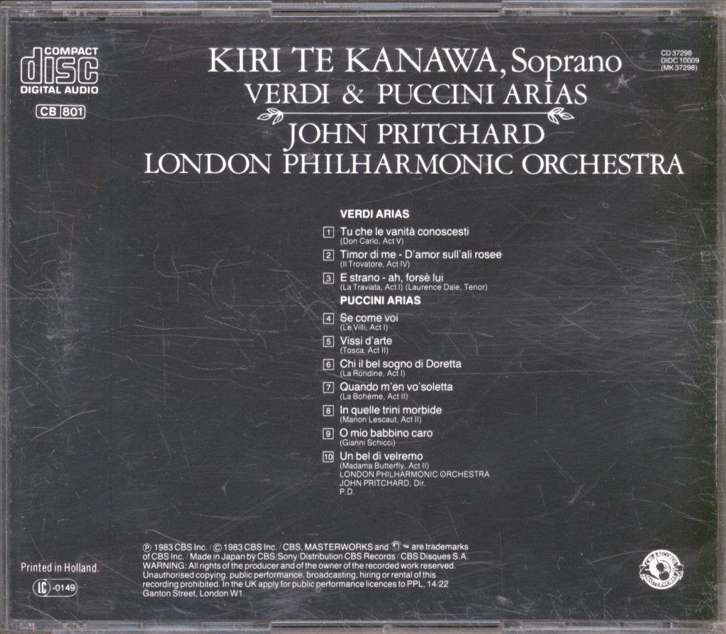 Kiri Te Kanawa - Verdi & Puccini - Cd