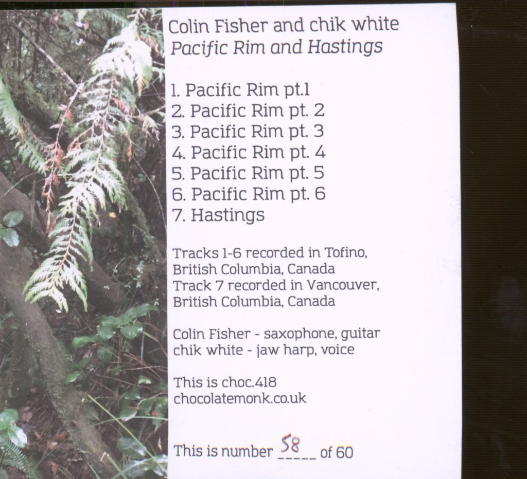 Colin Fisher (2) And Chik White - Pacific Rim And Hastings - Cdr