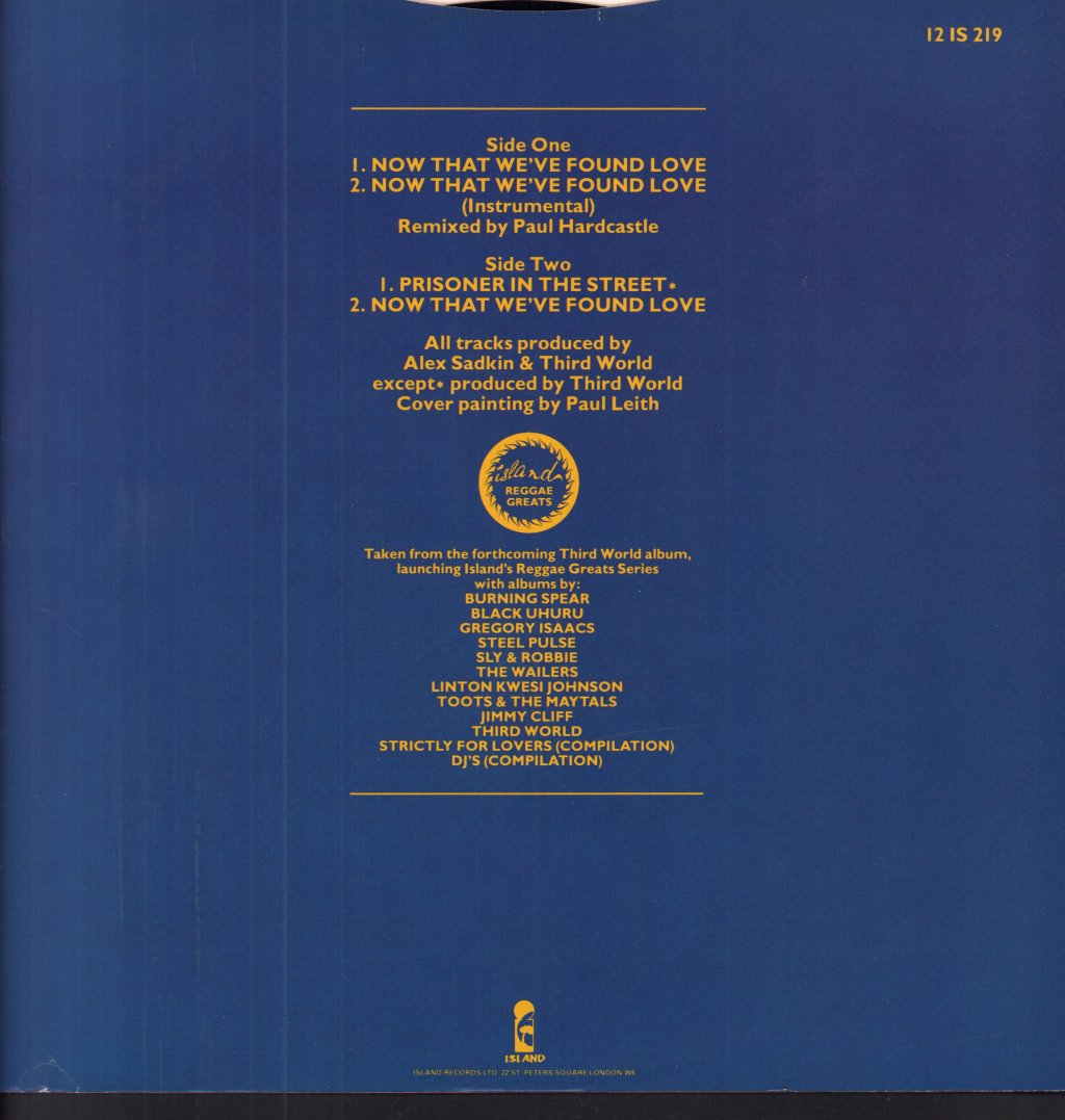 Third World (Reggae) - Now That We've Found Love - 12 Inch