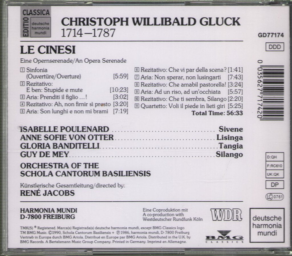 Gluck, Anne Sofie von Otter, Schola Cantorum Basiliensis, Rene Jacobs - Les Chinoises (Opéra-Sérénade) - Cd