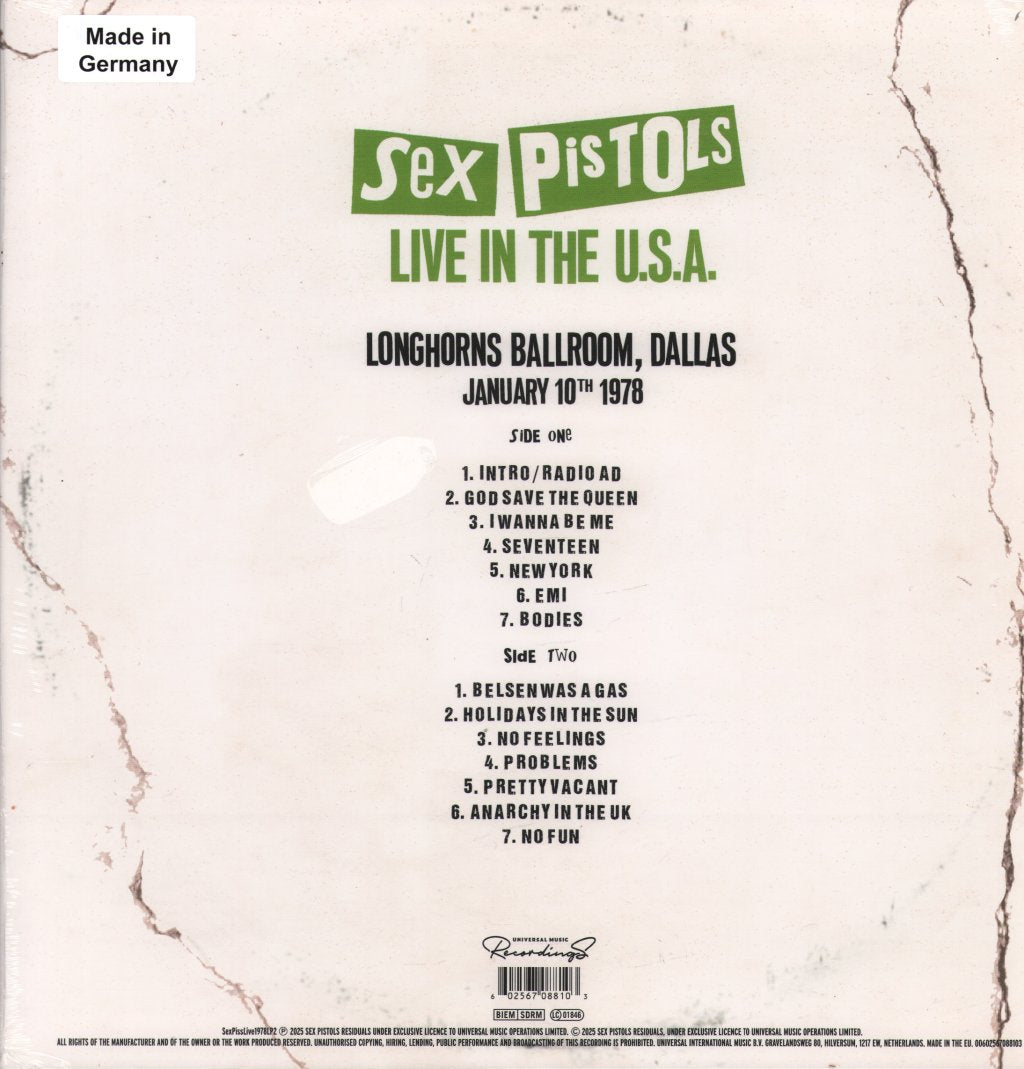 Sex Pistols - Live In The U.S.A 1978 – Dallas - Lp