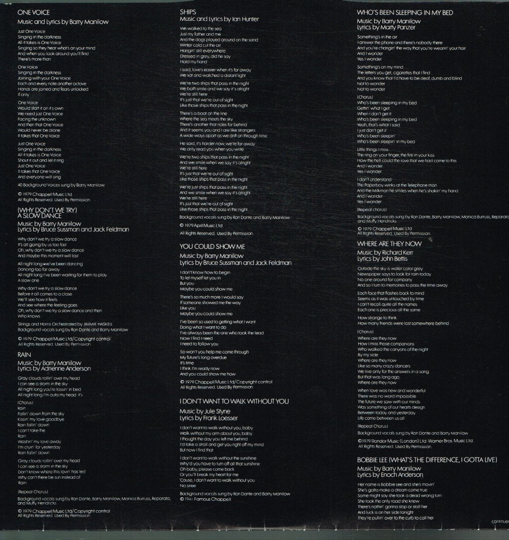 Barry Manilow - One Voice - Lp