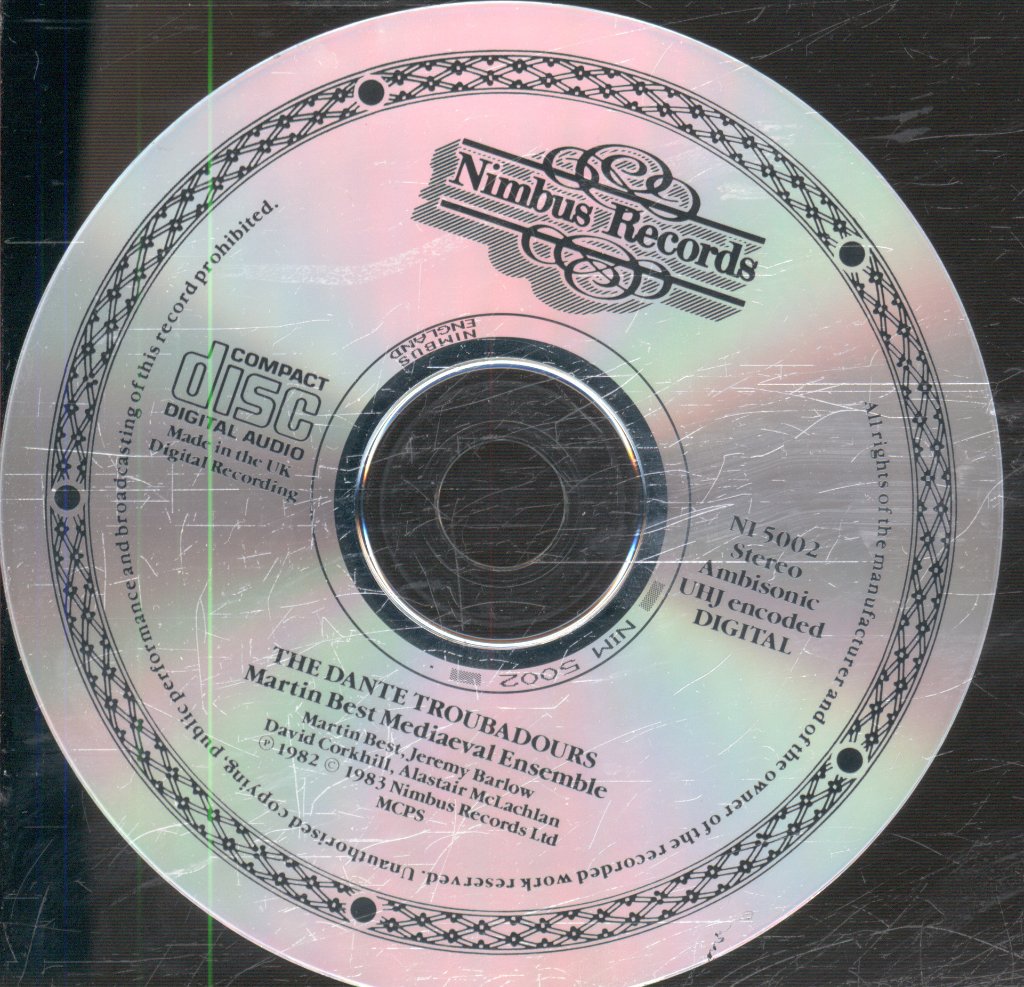 Martin Best Mediaeval Ensemble - Dante Troubadours - Cd