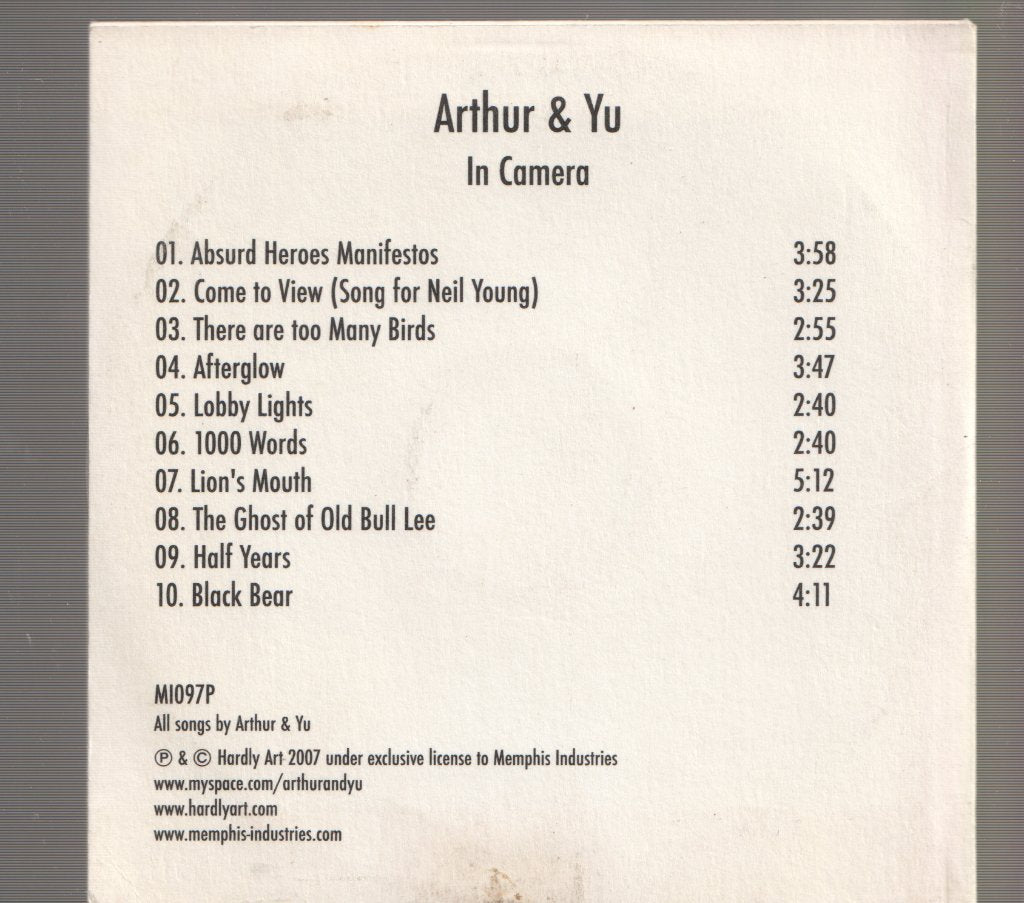 Arthur & Yu - In Camera - Cd