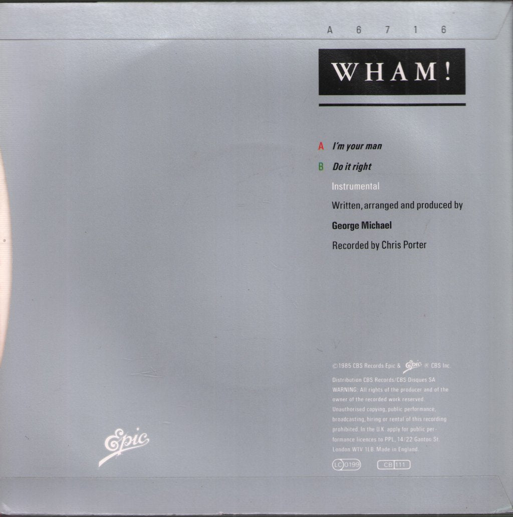 Wham - I'm Your Man - 7 Inch