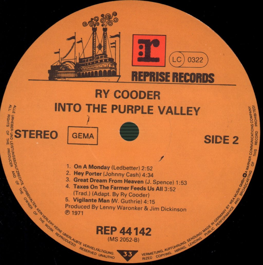 Ry Cooder - Into The Purple Valley - Lp