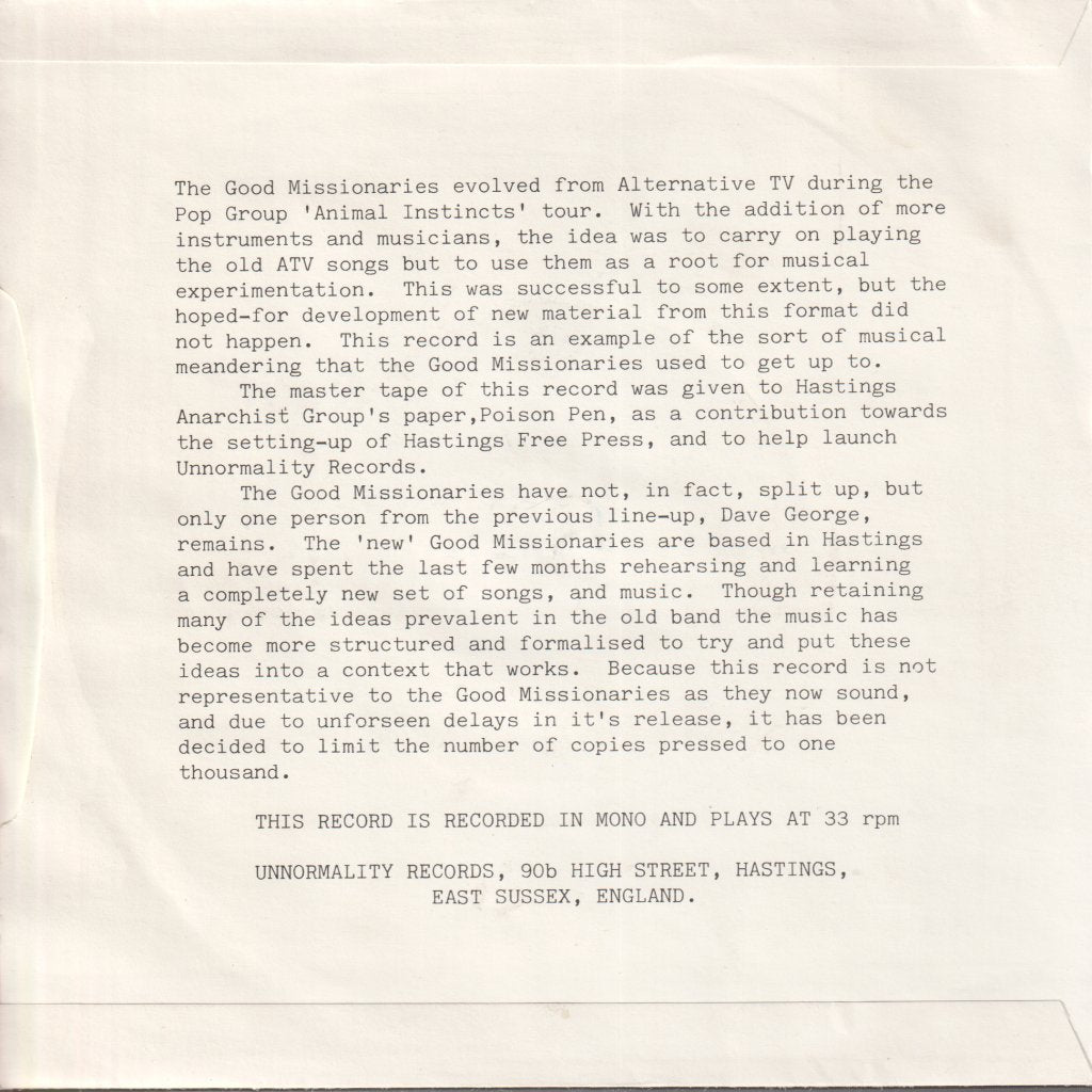 Good Missionaries - Vibing Up The Senile World...... - 7 Inch