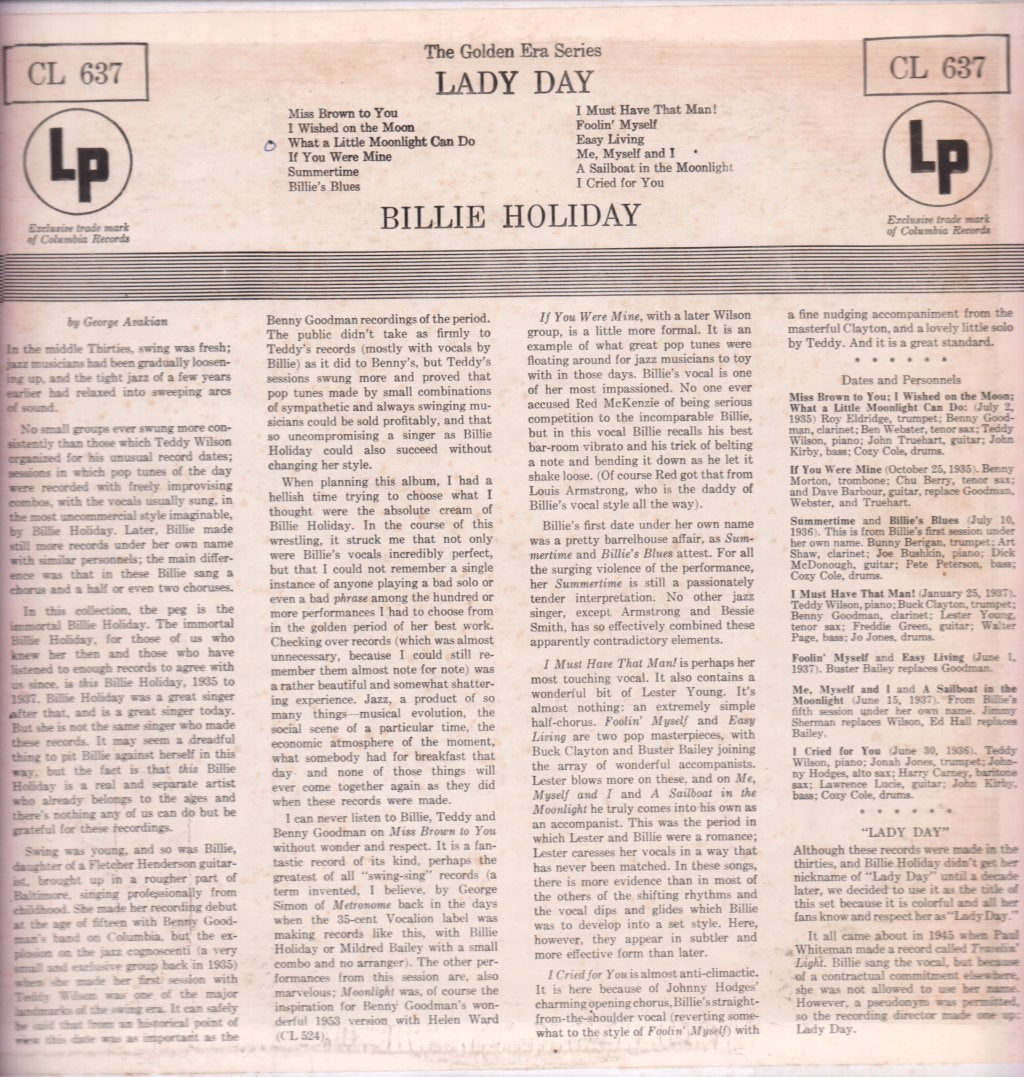 Billie Holiday - Lady Day - Lp