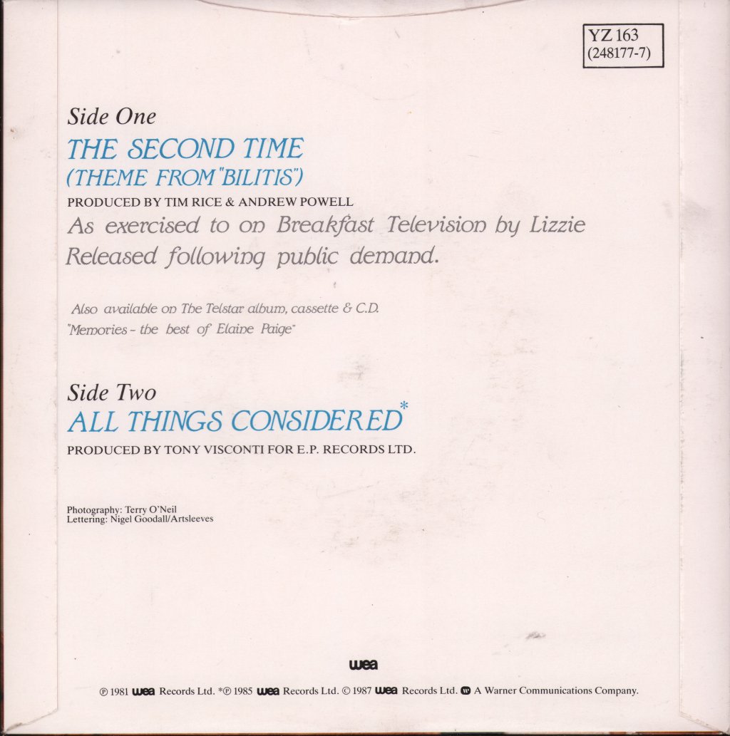 Elaine Paige - Second Time - 7 Inch