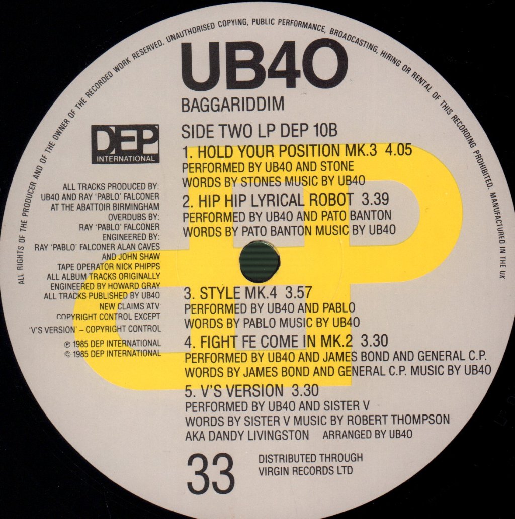 UB40 - Baggariddim - Double Lp