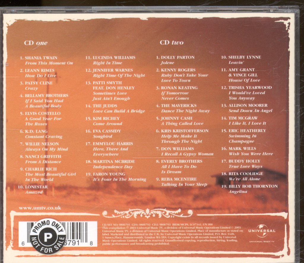 Various Artists - Country Love: 38 Classic Country Love Songs - Double Cd