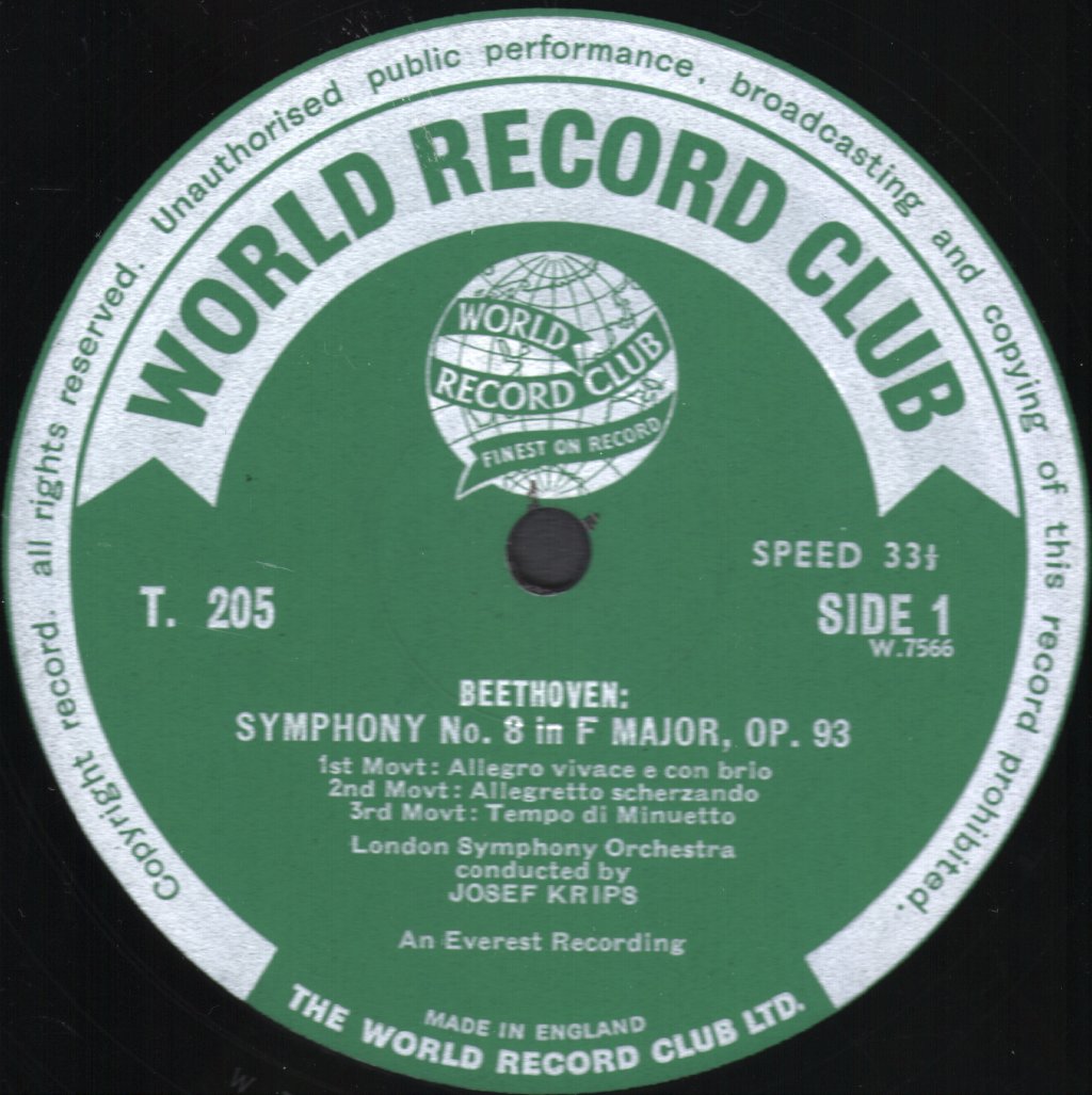 Josef Krips / London Symphony Orchestra - Beethoven - Symphony No. 8 - Lp