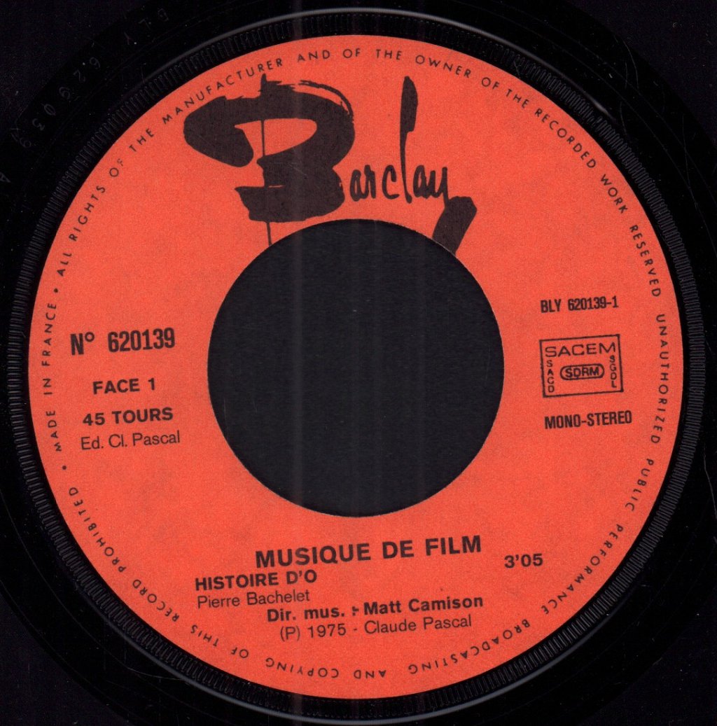 Pierre Bachelet - Histoire D'O - 7 Inch