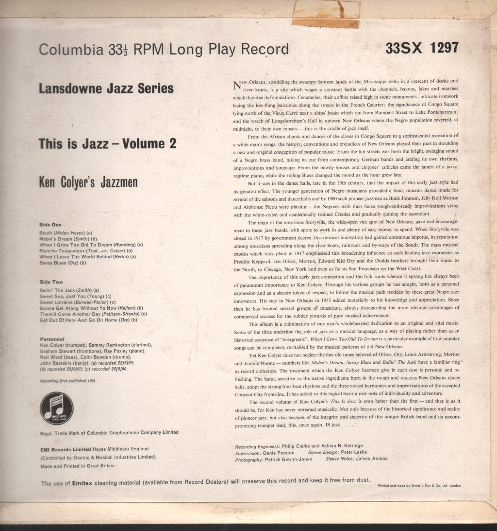 Ken Colyer's Jazzmen - This Is Jazz Volume Two - Lp