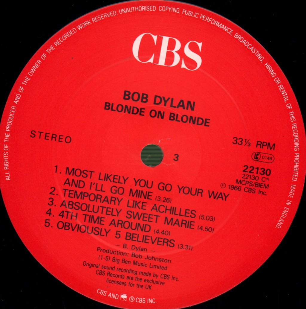 Bob Dylan - Blonde On Blonde - Double Lp