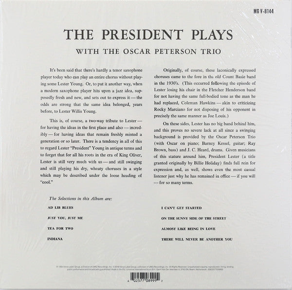 Lester Young - President Plays With The Oscar Peterson Trio - Lp