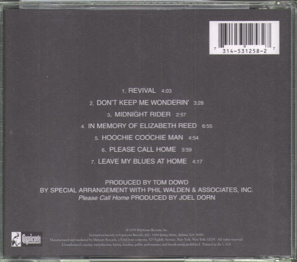 Allman Brothers Band - Idlewild South - Cd