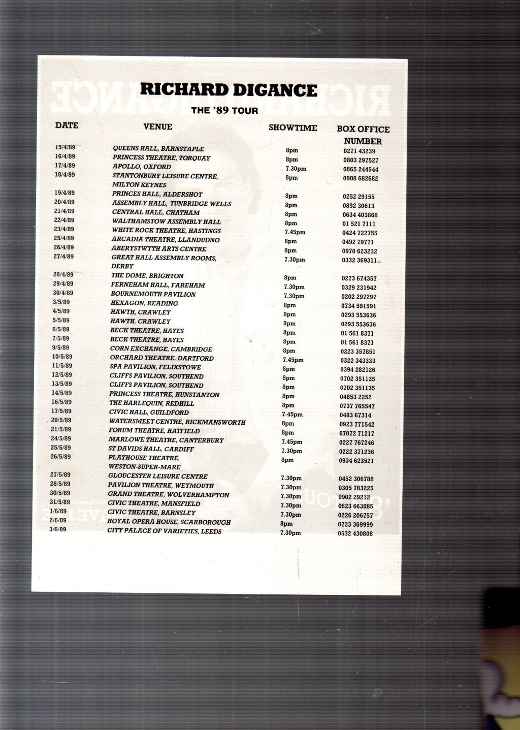 Richard Digance - '89 Tour - Tour Programme