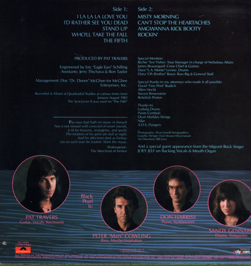 Pat Travers - Black Pearl - Lp