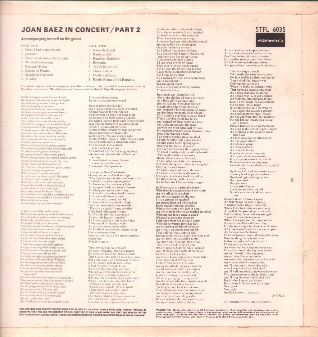 Joan Baez - In Concert Part 2 - Lp
