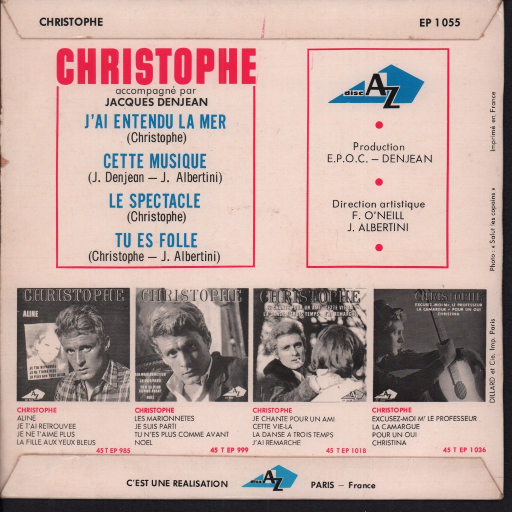 Christophe - J'ai Entendu La Mer - 7 Inch
