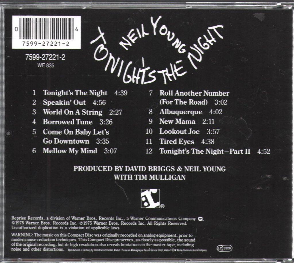 Neil Young - Tonight's The Night - Cd