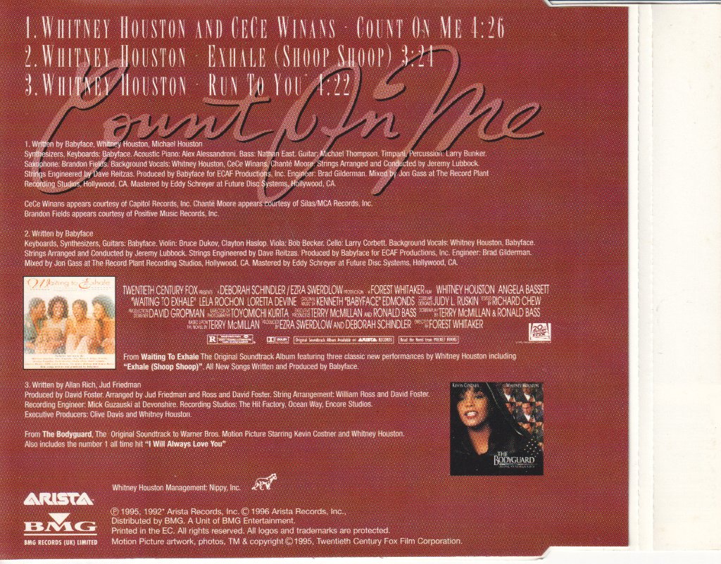Whitney Houston And Cece Winans - Count On Me - Cd