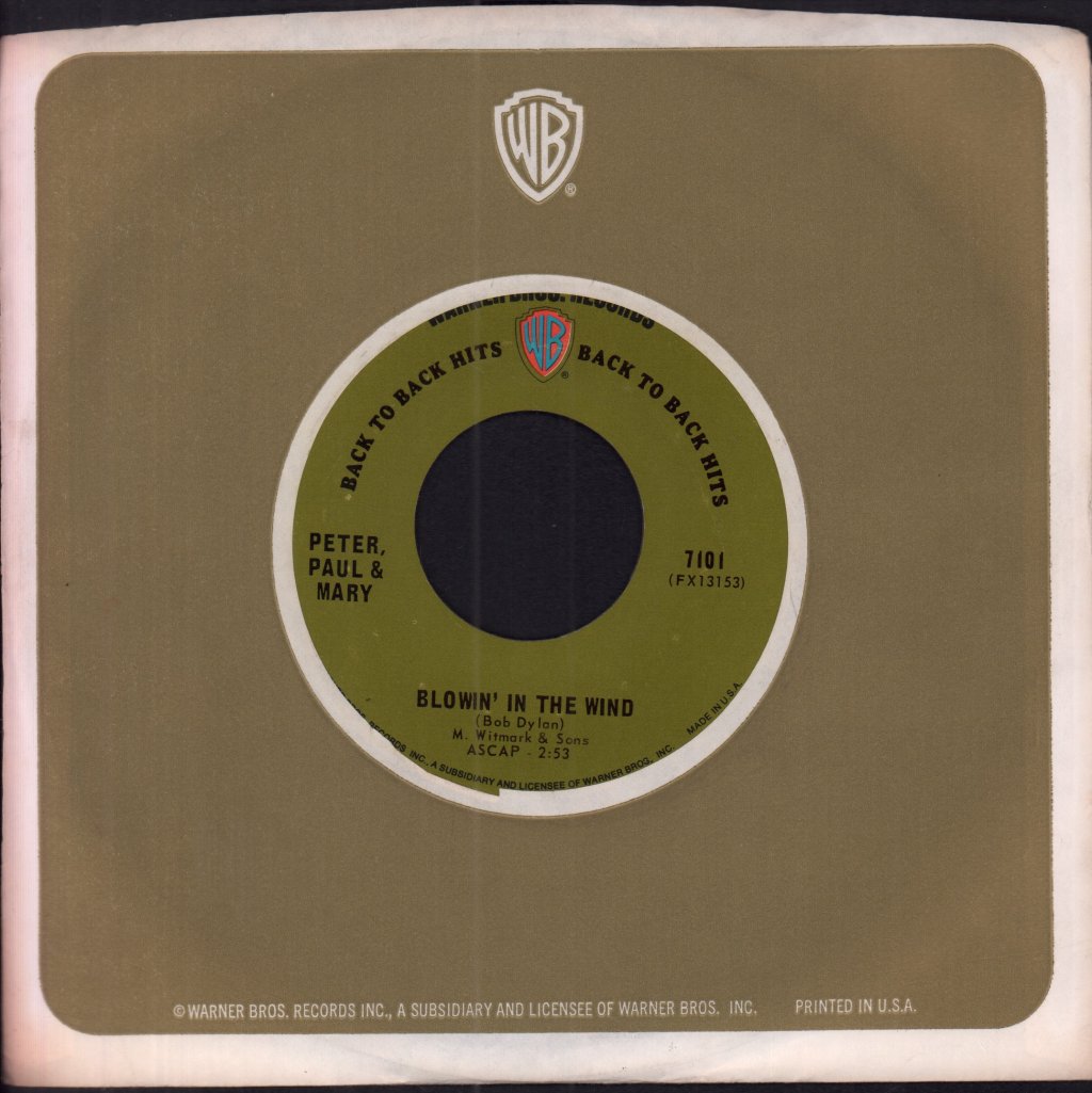 Peter, Paul & Mary - Blowin' In The Wind - 7 Inch