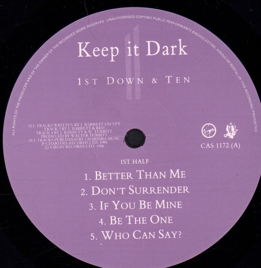 Keep It Dark - 1St Down & Ten - Lp