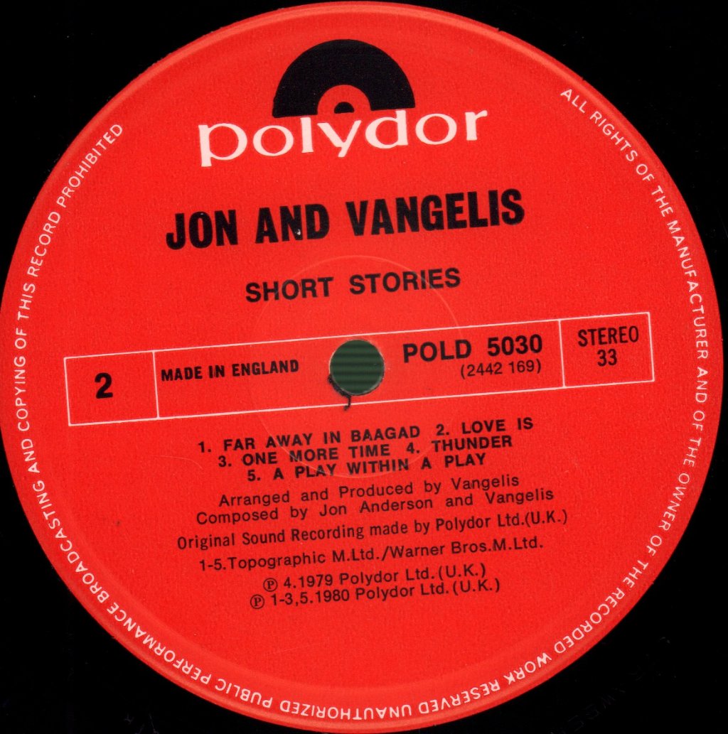 Jon And Vangelis - Short Stories - Lp