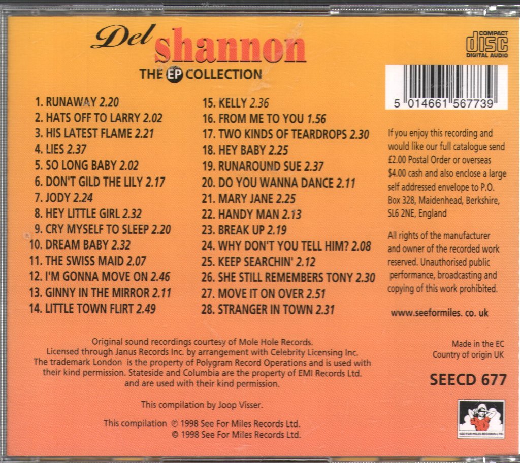 Del Shannon - EP Collection - Cd