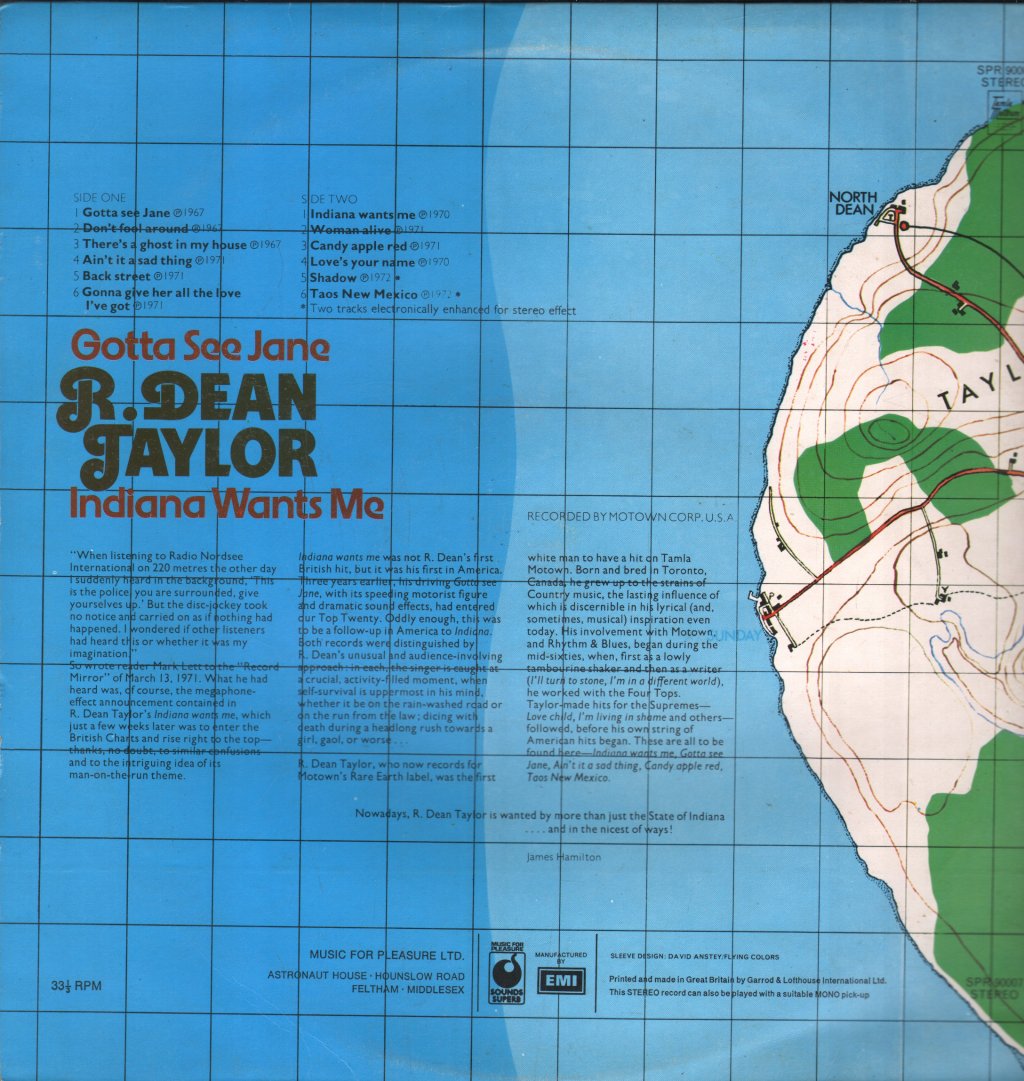 R.Dean Taylor - Gotta See Jane/Indiana Wants Me - Lp