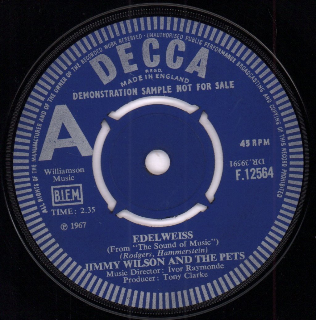 Jimmy Wilson And The Pets - Edelweiss - 7 Inch