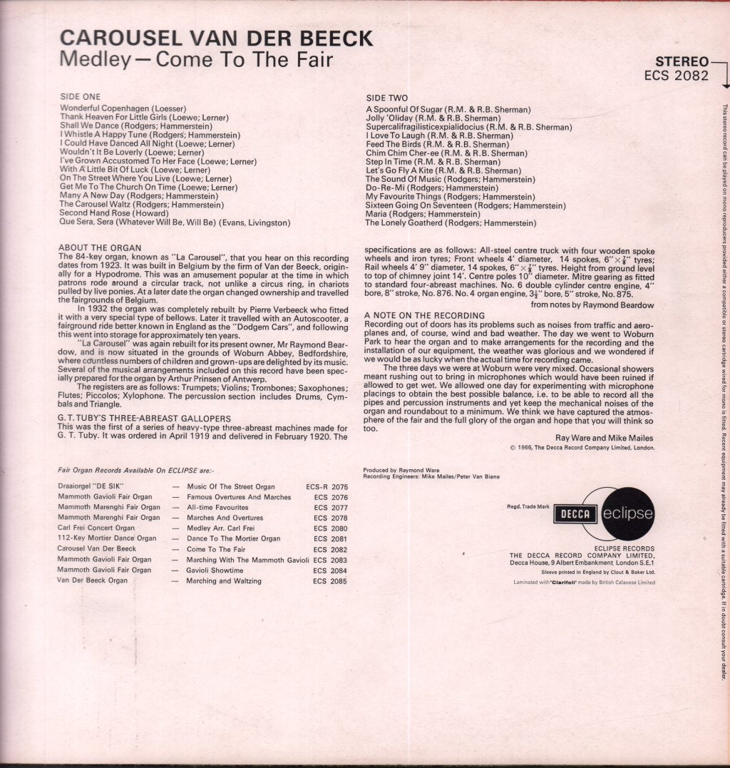 Carousel Van Der Beeck - Come To The Fair - Lp