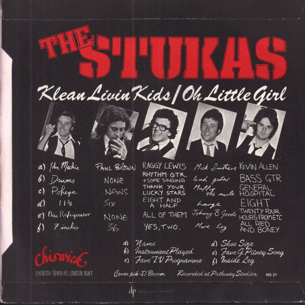Stukas - Klean Livin Kids / Oh Little Girl - 7 Inch