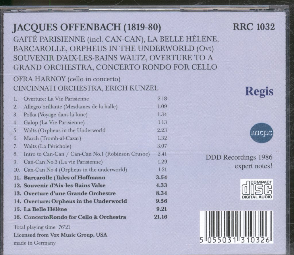 Ofra Harnoy, Cincinnati Orchestra, Erich Kunzel - Offenbach's World - Cd