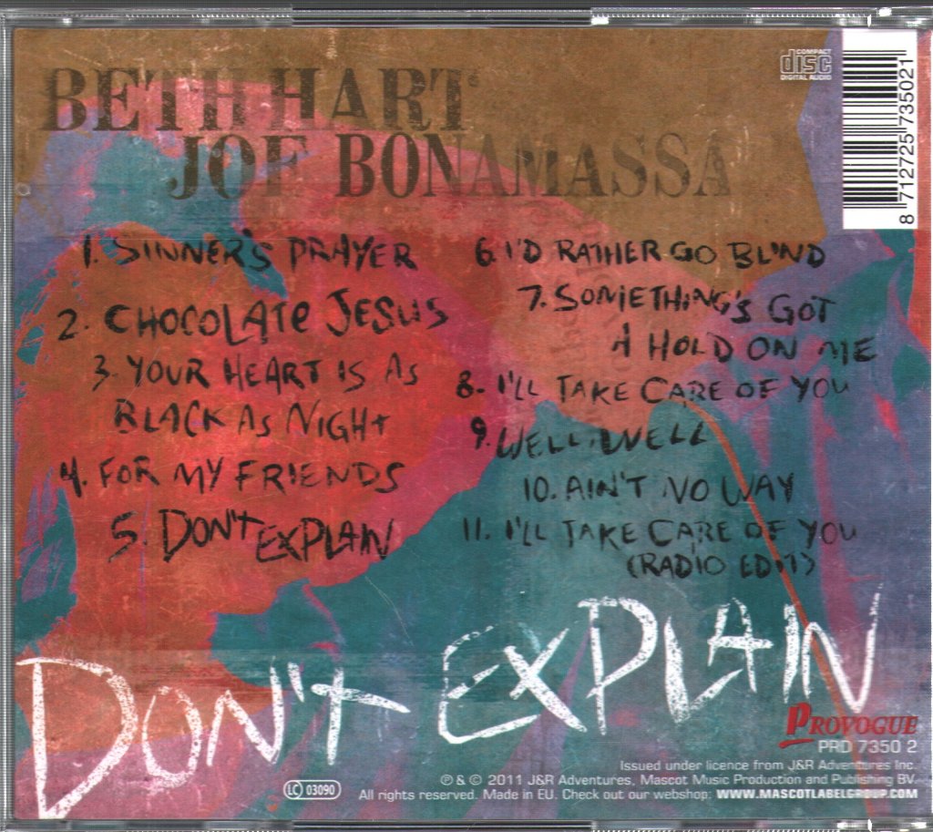 Beth Hart & Joe Bonamassa - Don't Explain - Cd