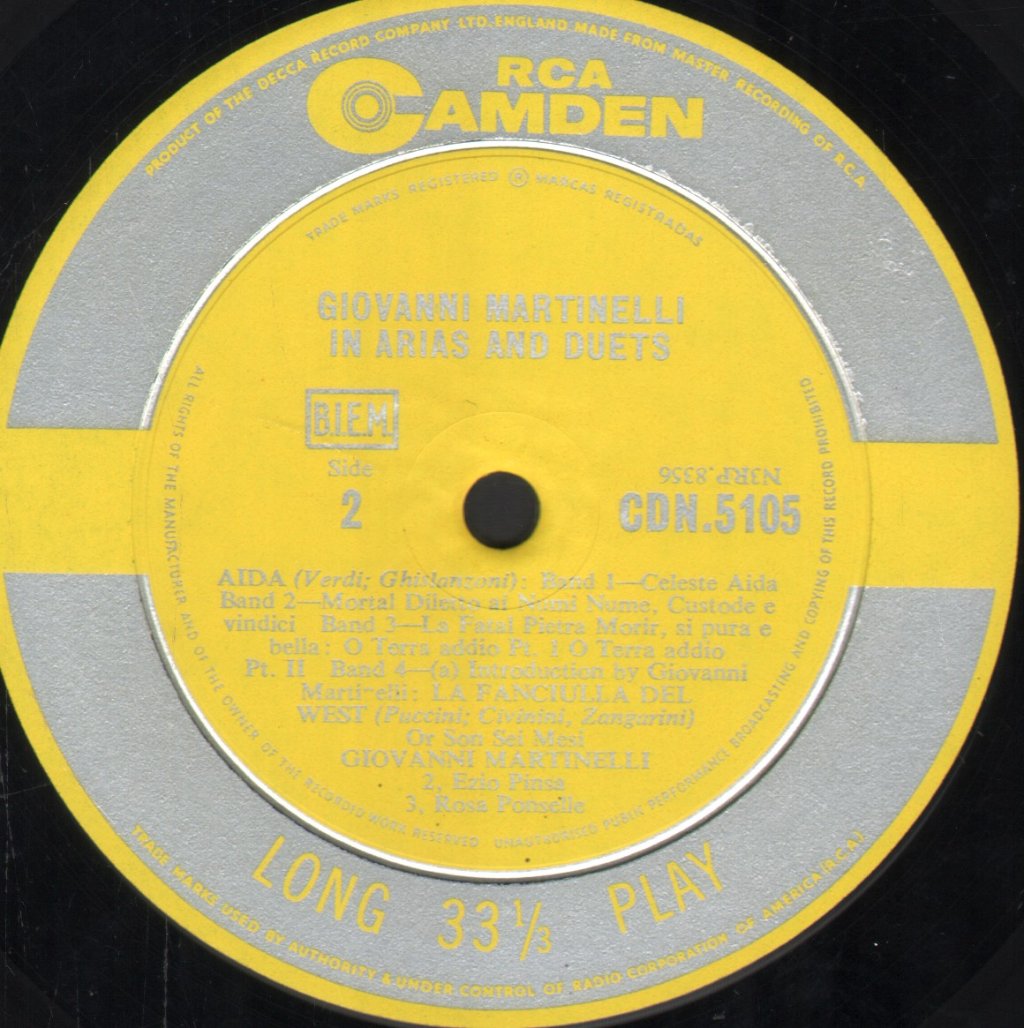 Giovanni Martinelli - In Arias And Duets - Lp