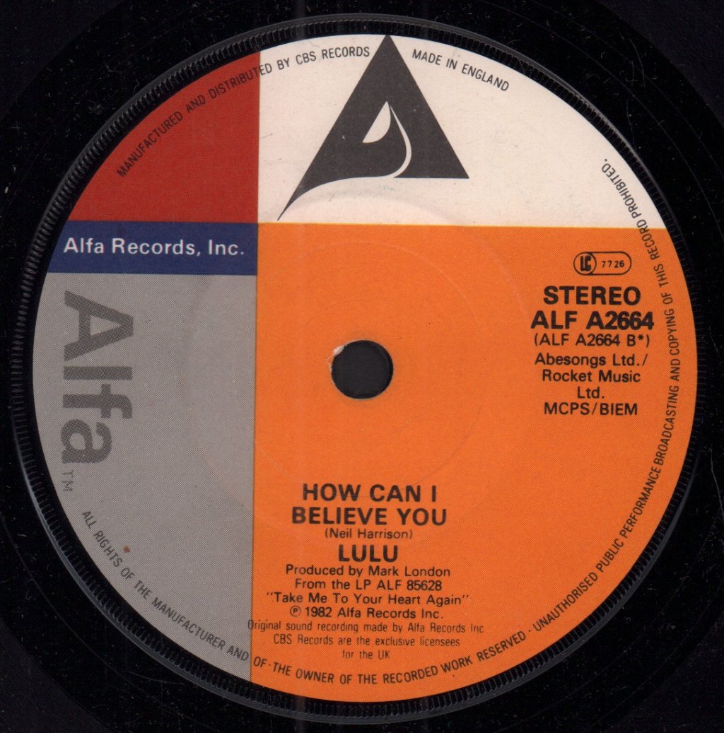 Lulu - Take Me To Your Heart Again - 7 Inch