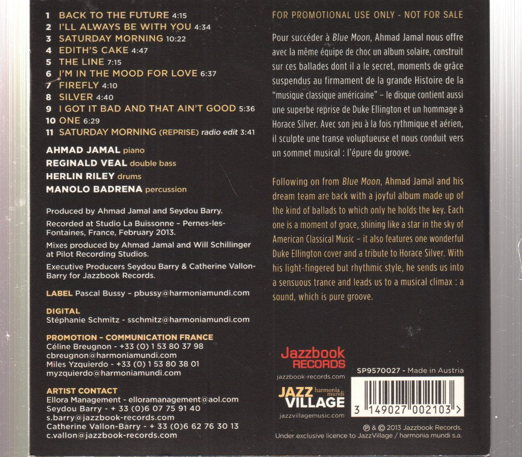 Ahmad Jamal - Saturday Morning - La Buissonne Studio Sessions - Cd