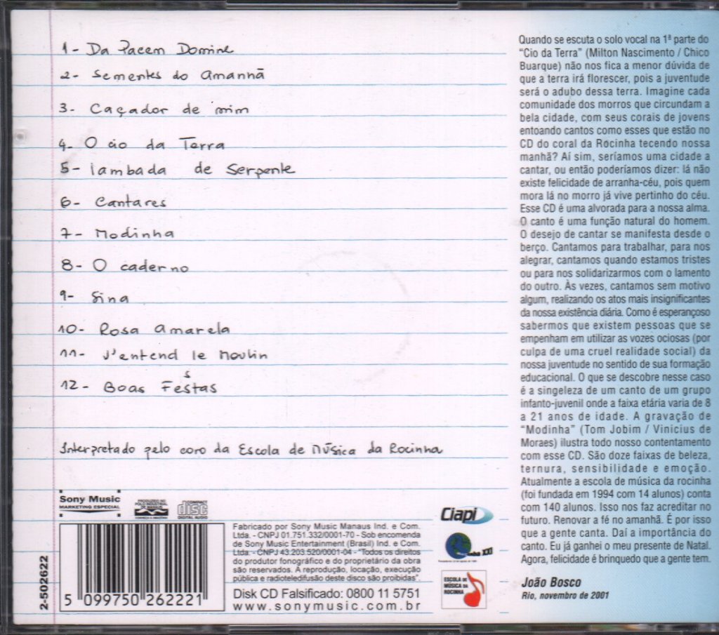 Paz - Coro Da Escola De Musica Da Rocinna - Cd