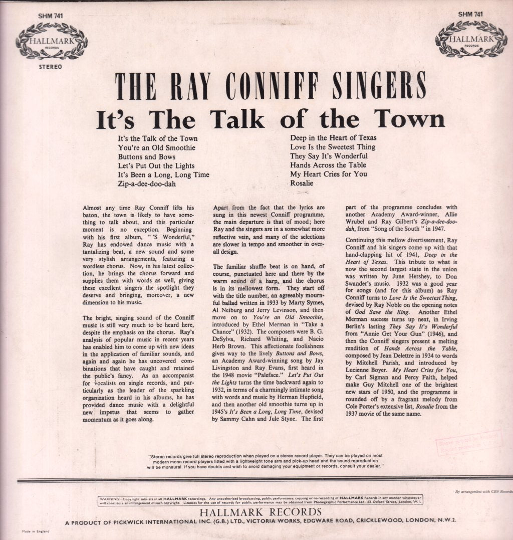 Ray Conniff And The Singers - It's The Talk Of The Town - Lp