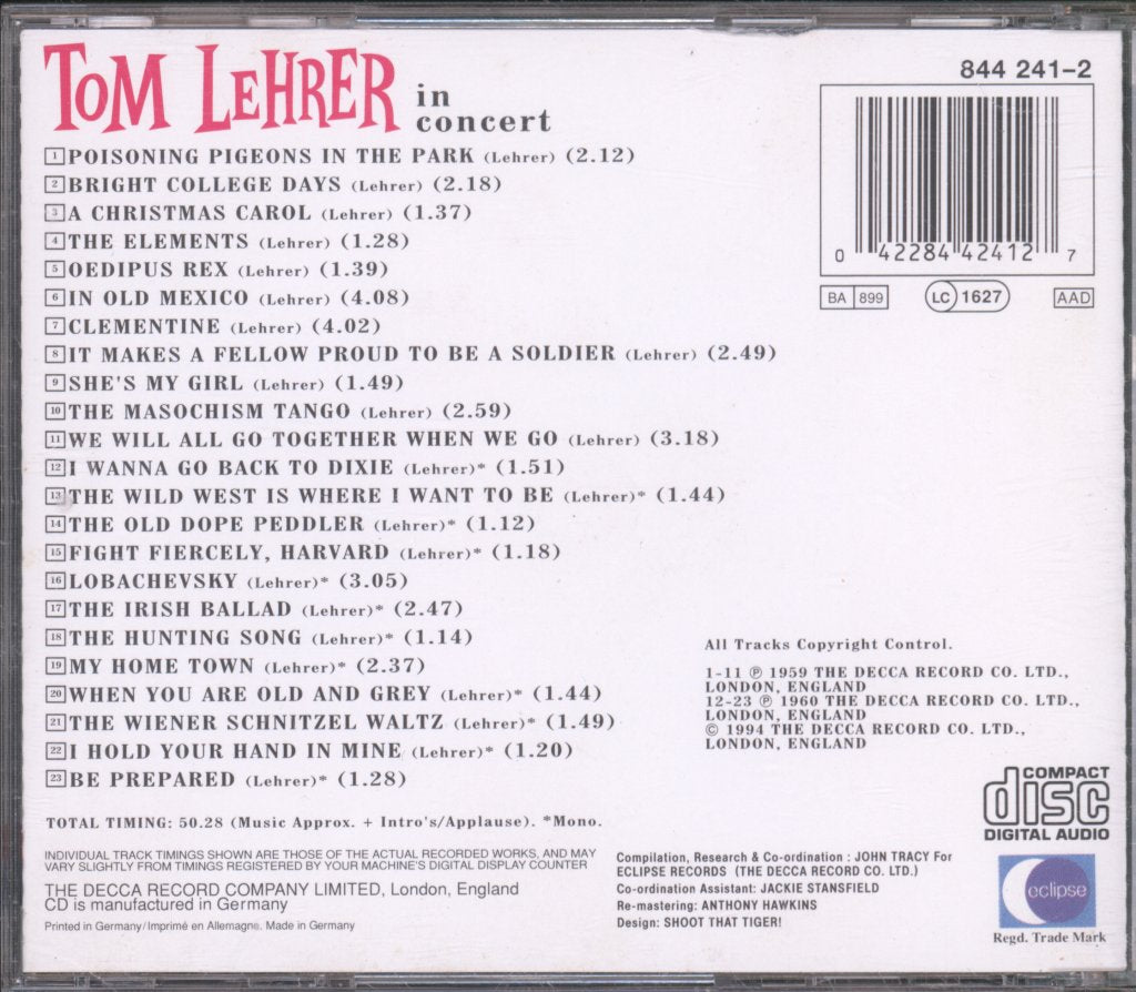 Tom Lehrer - In Concert - Cd