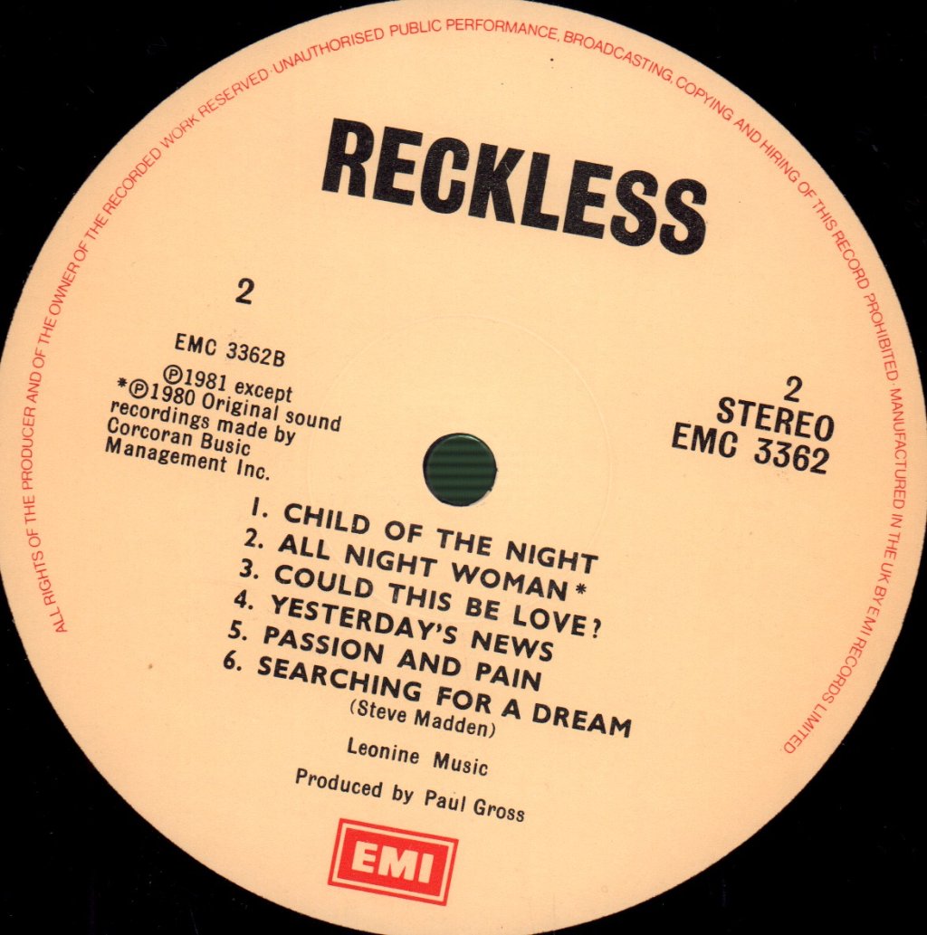 Reckless - Reckless - Lp